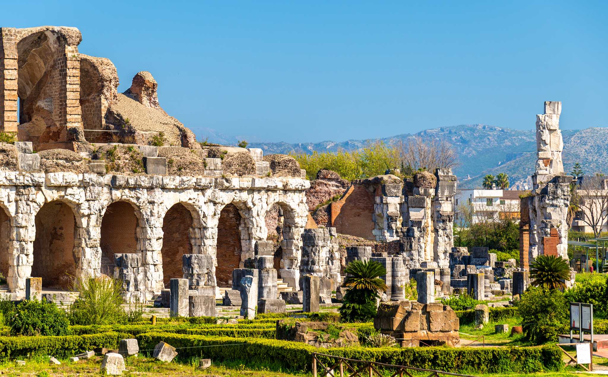 The ruined Roman amphitheater of Santa Maria Capua Vetere.