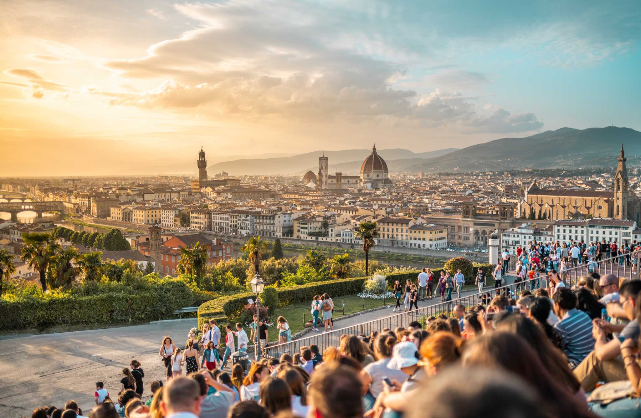 The view of Florence as seen from San Niccolo’s Piazzale Michelangelo viewpoint.