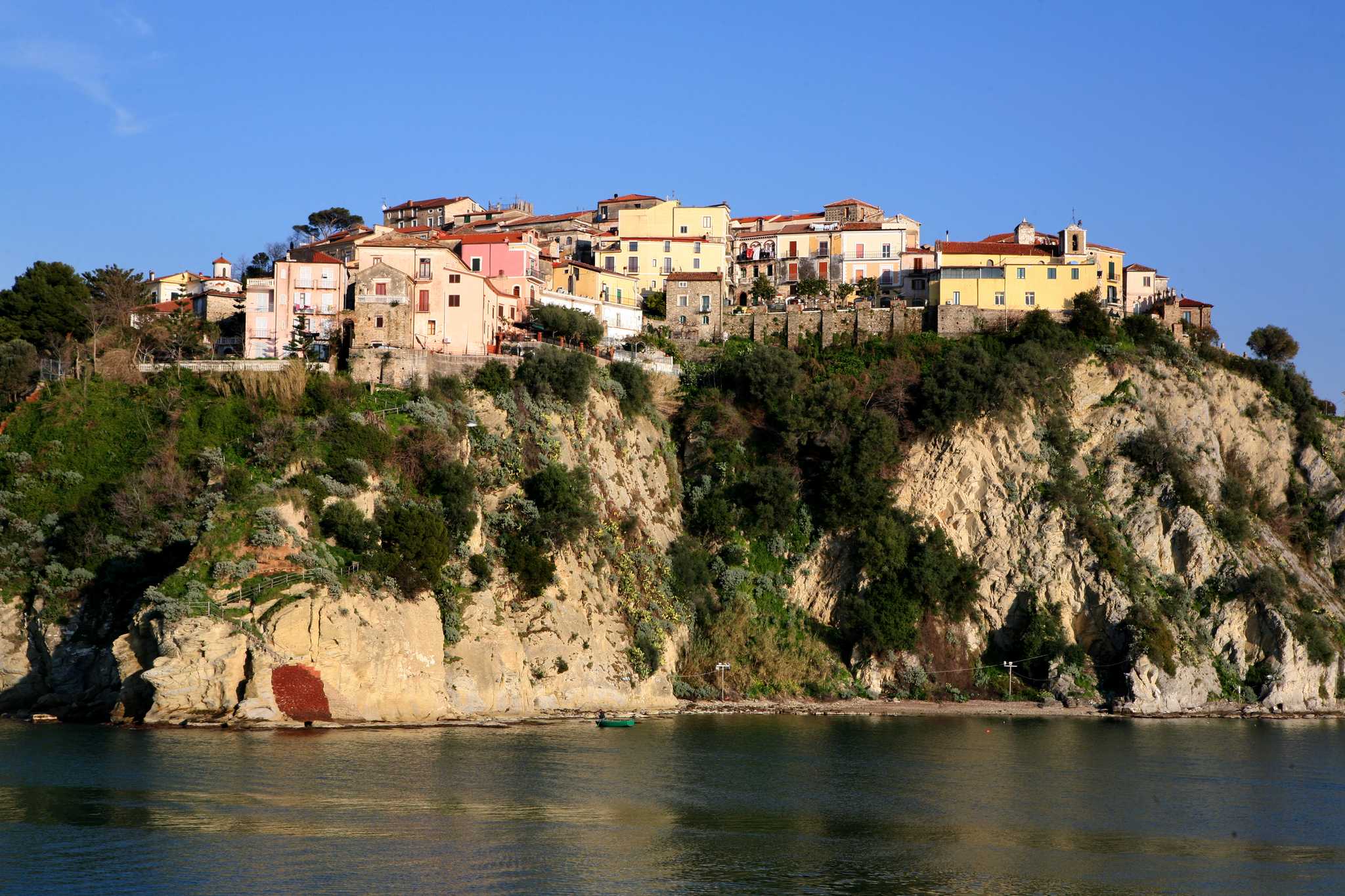 The Cilento Coast town of Agropoli, perched high on a cliff over the sea.