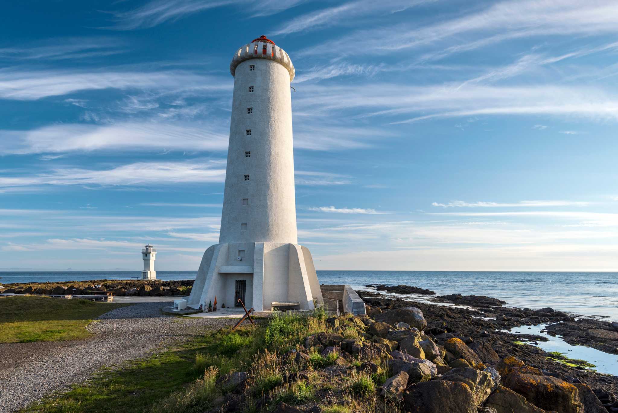 Arrêt de l'itinéraire à Akranes Lighthouse lors d'une excursion privée d'une journée depuis Reykjavik