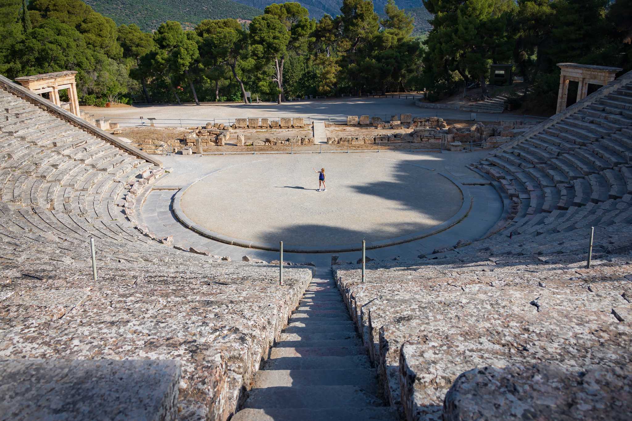 Itinerary stop at Ancient Theatre at the Asclepieion of Epidaurus on private day trip from Athens