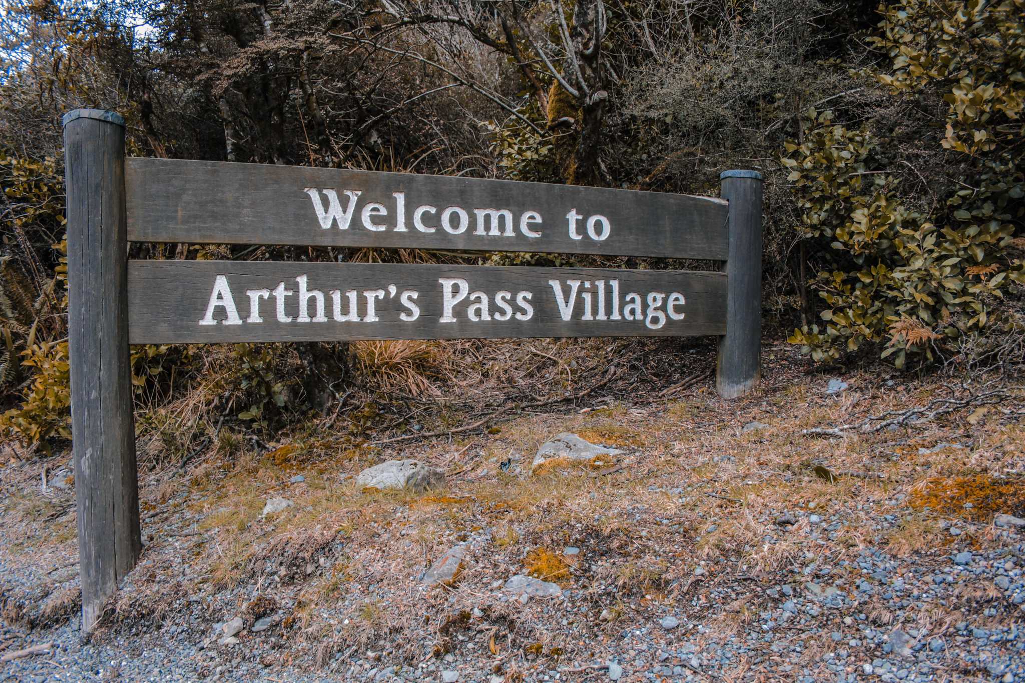 Arrêt de l'itinéraire à Arthur's Pass Village lors d'une excursion privée d'une journée depuis Christchurch