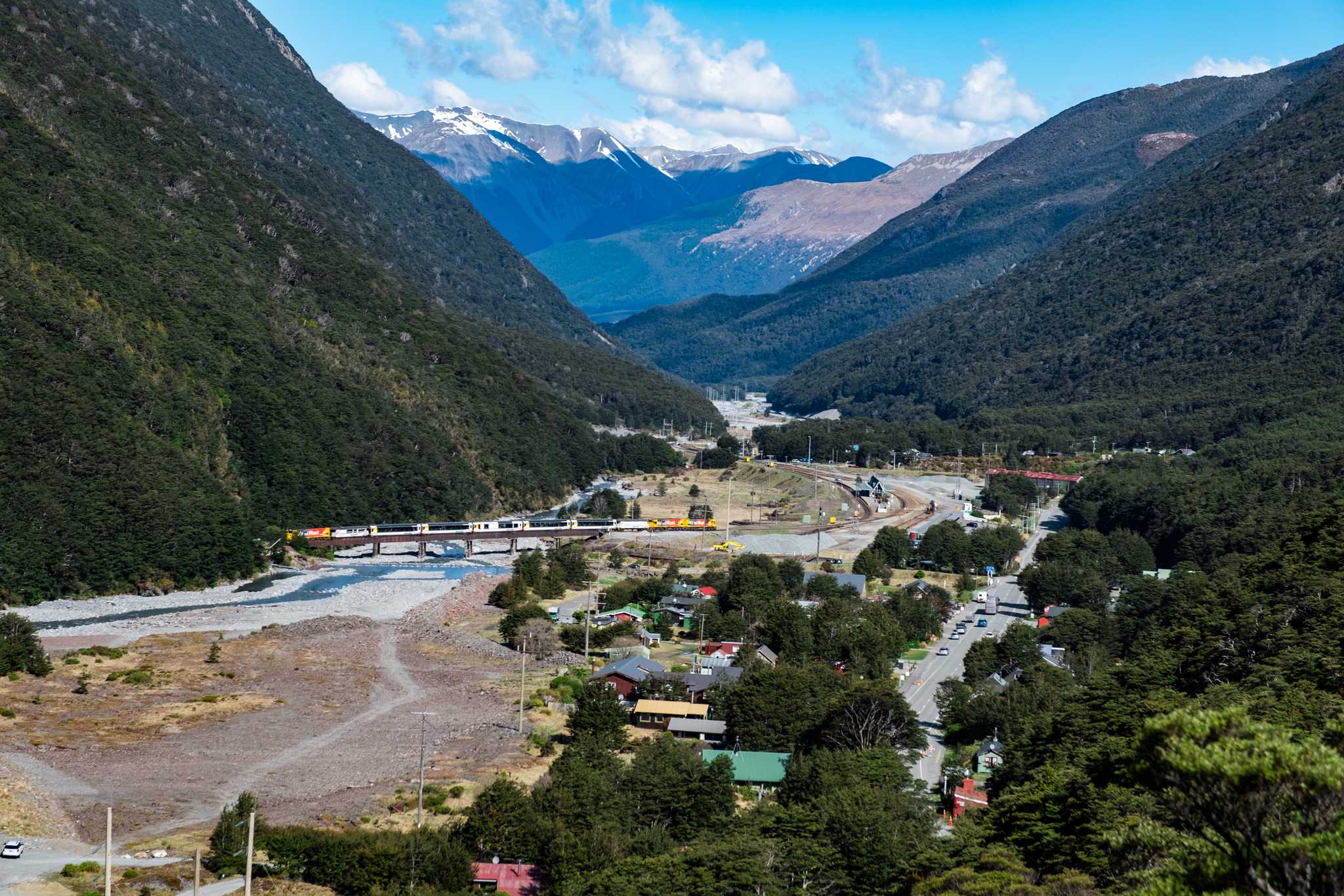 Reiseroute Stop in Arthur's Pass Village auf privatem Tagesausflug von Christchurch