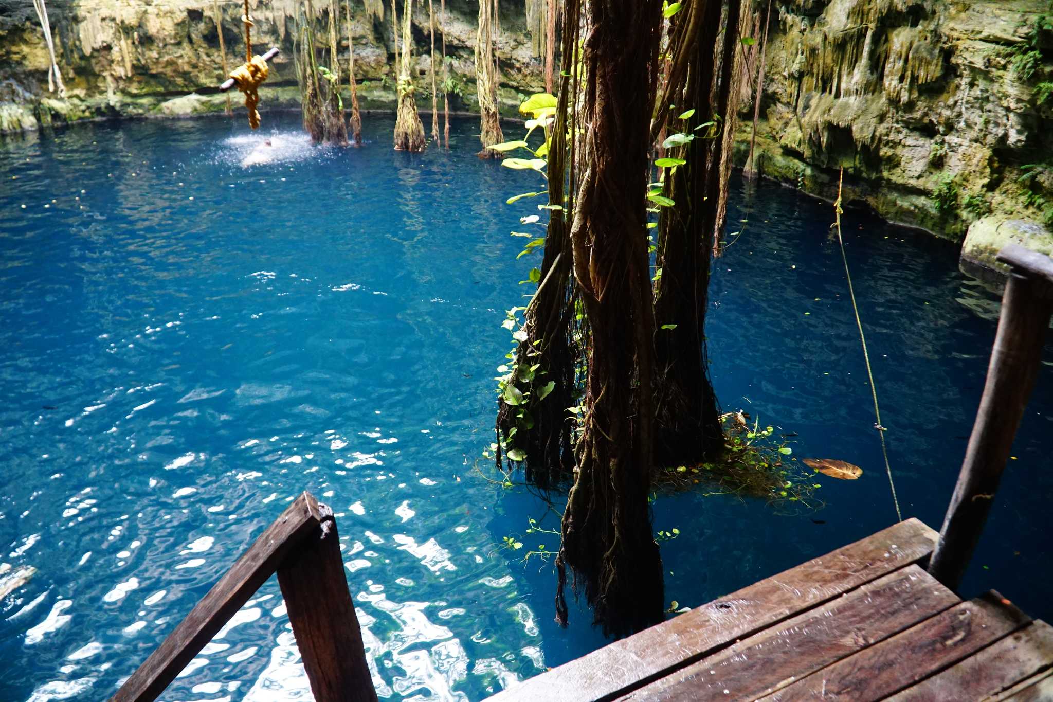 Reiseroute Stop in Cenote San Lorenzo Oxman auf privatem Tagesausflug von Cancun