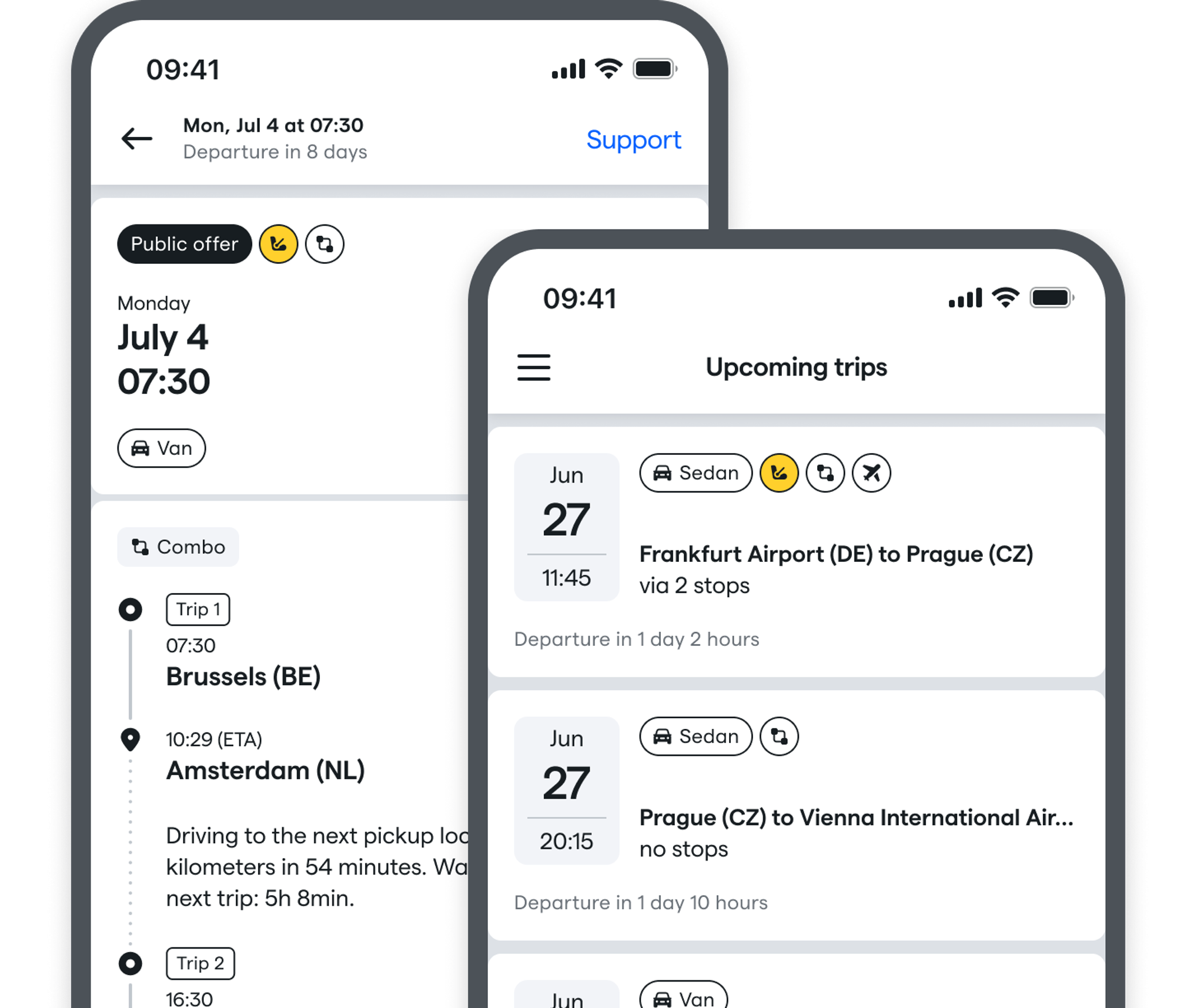 Daytrip Driver app interface for managing trips and earnings