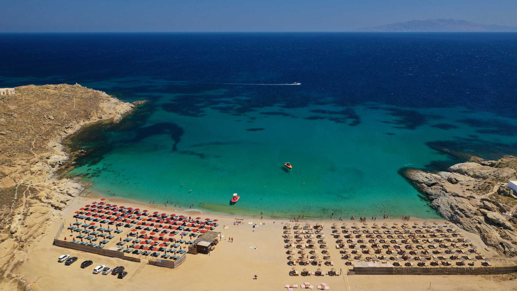 Reiseroute Stop in Lia Beach auf privatem Tagesausflug von Mykonos