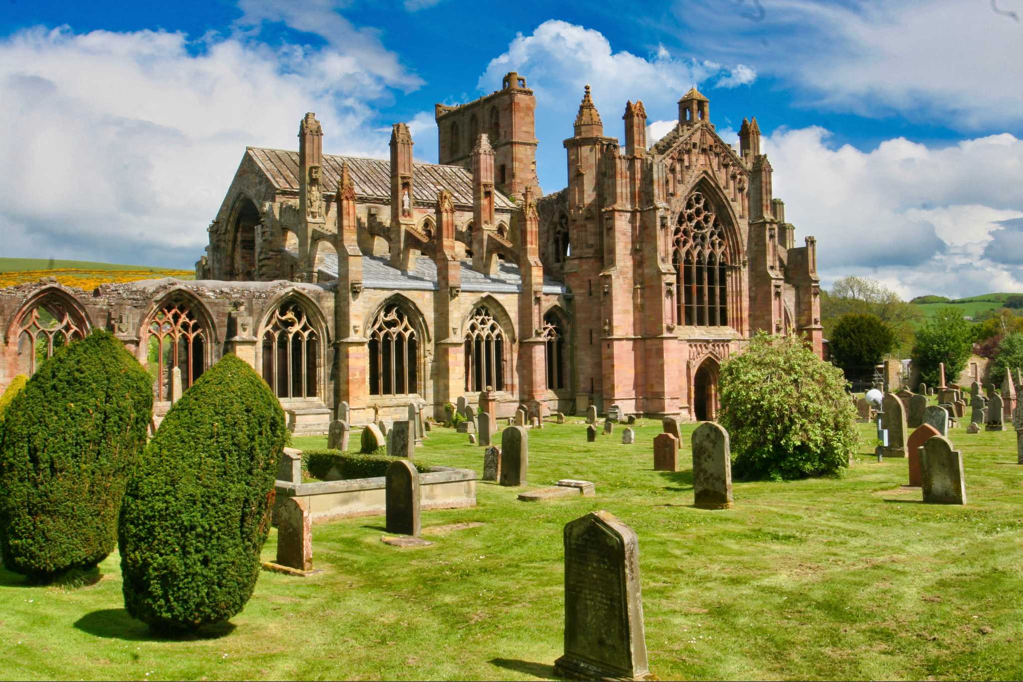 Itinerary stop at Melrose Abbey on private day trip from Edinburgh
