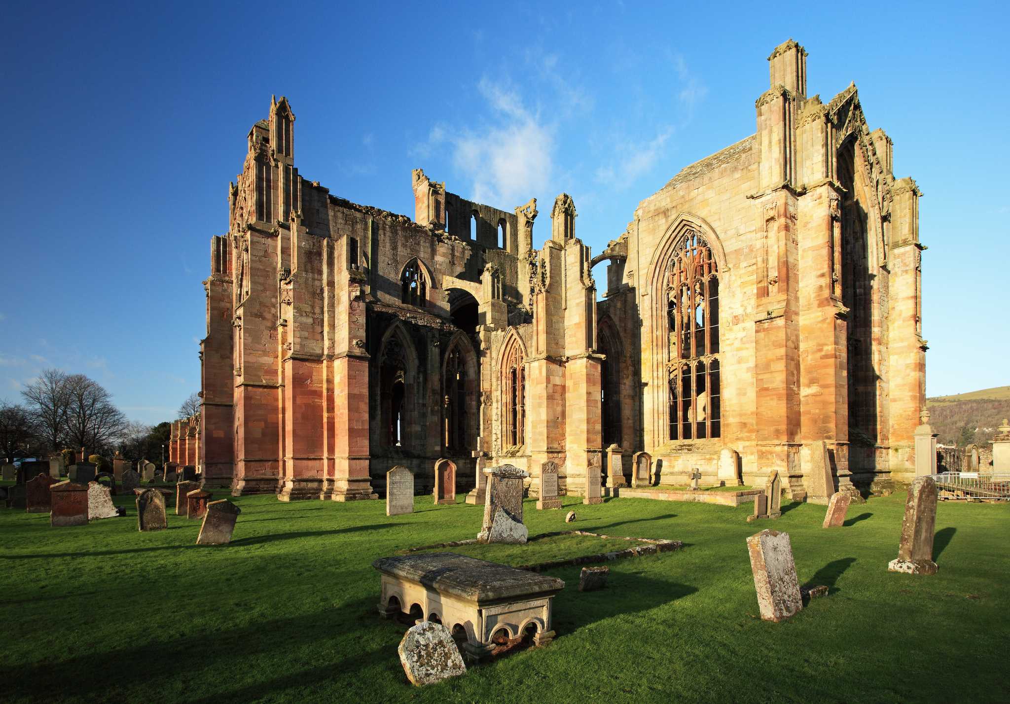 Itinerary stop at Melrose Abbey on private day trip from Edinburgh