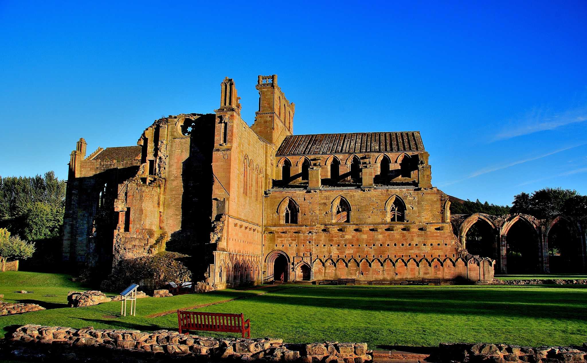Itinerary stop at Melrose Abbey on private day trip from Edinburgh