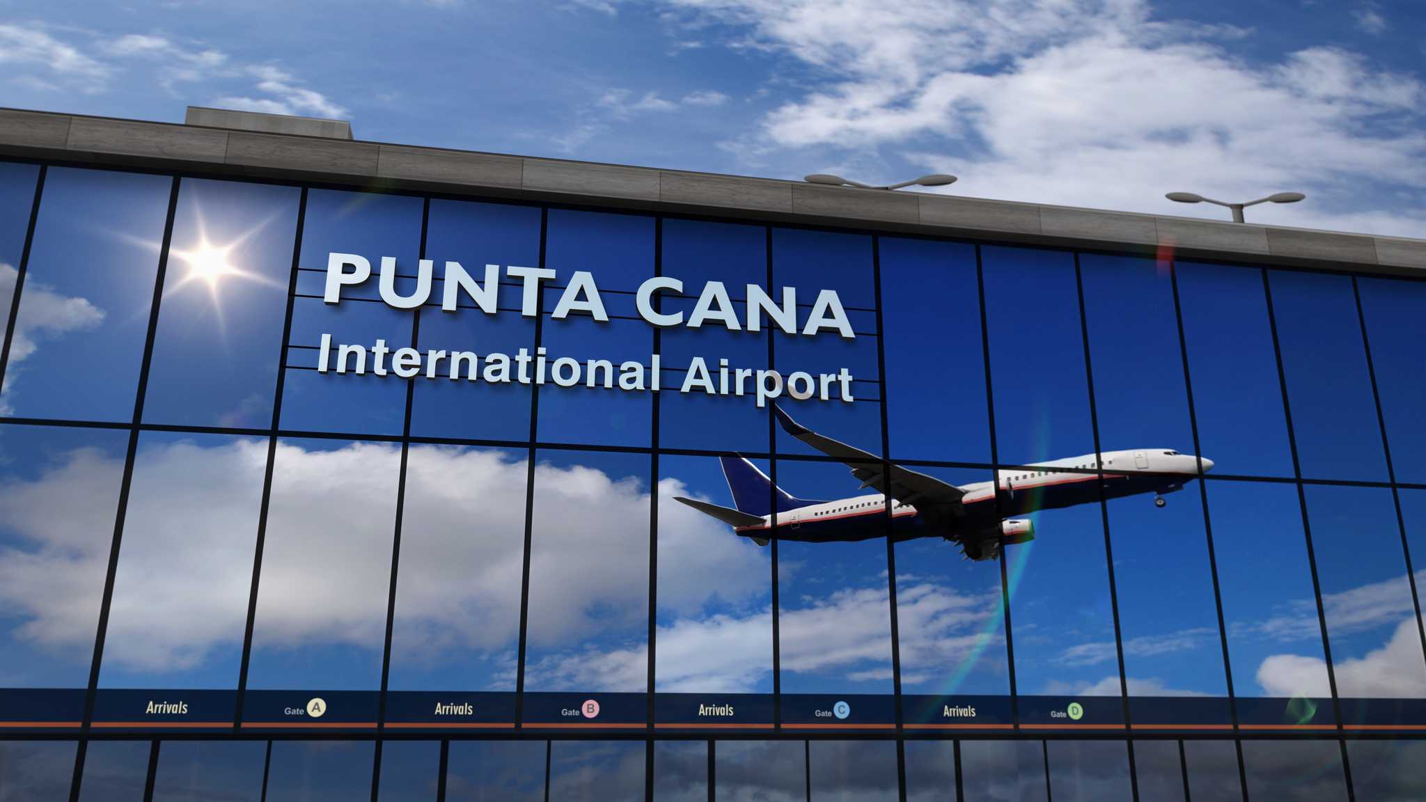 Vista panorámica de Punta Cana Airport - destino para traslado en coche privado desde Las Américas International Airport
