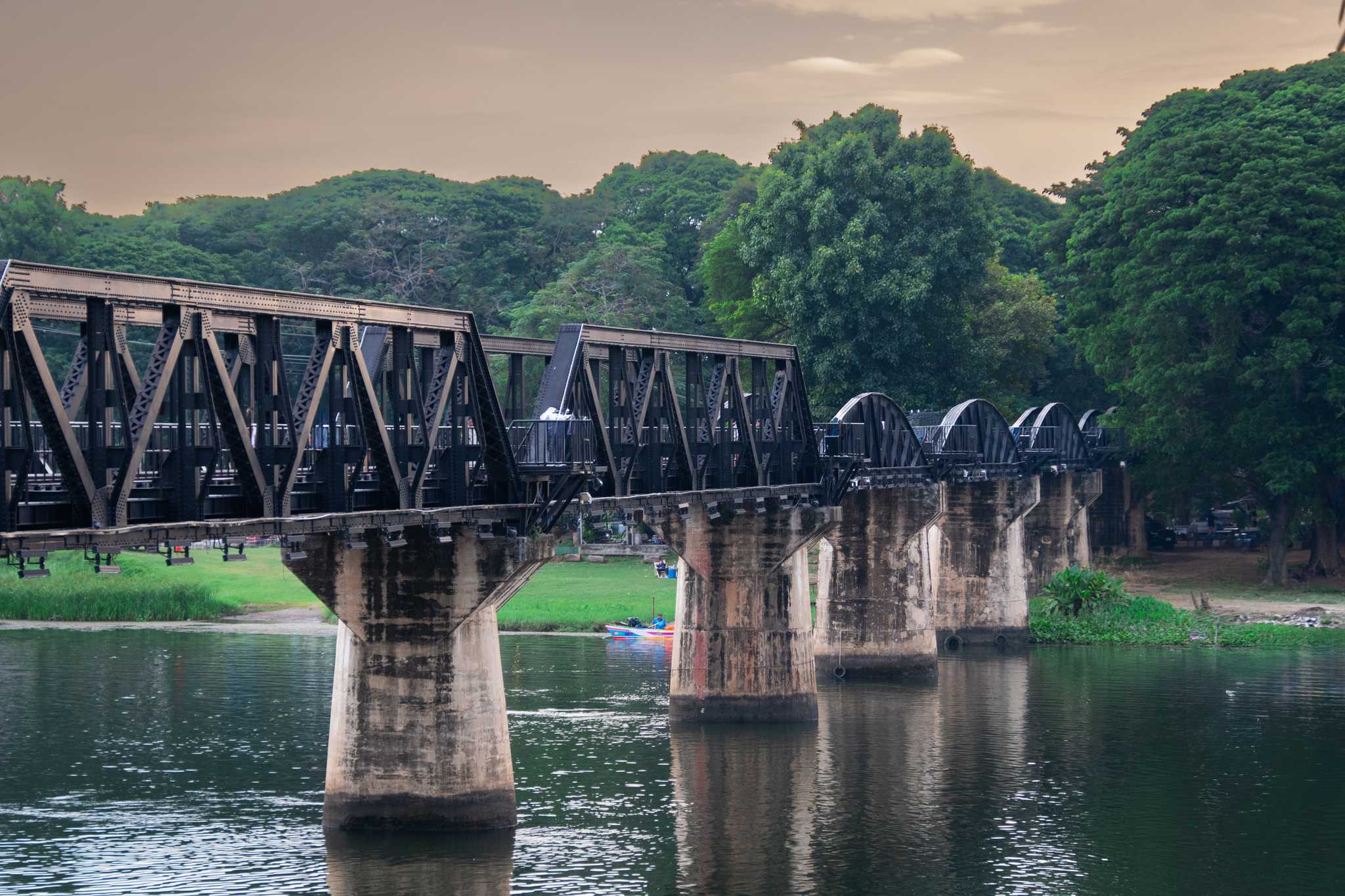 Private car transfer services in River Kwai Bridge - scenic view on River Kwai Bridge in Thailand