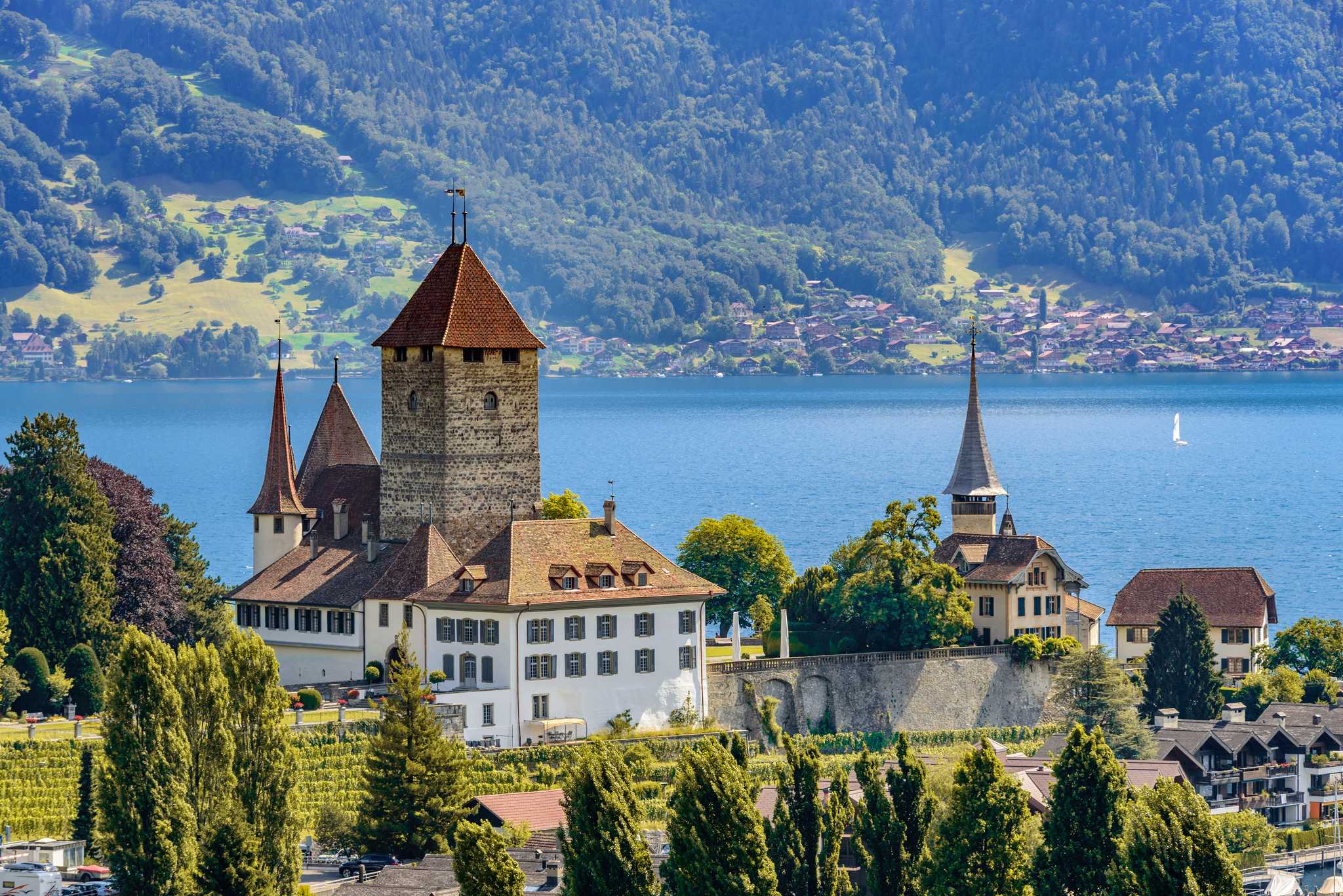 Itinerary stop at Schloss Spiez on private day trip from Bern