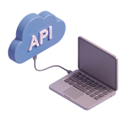 An API cloud connected by a cable to a laptop