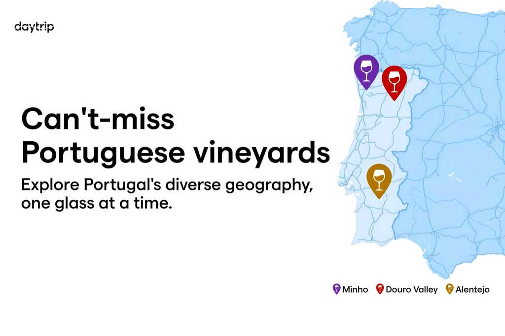 Map of Portugal marking the Minho, Douro Valley and Alentejo wine regions