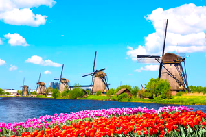 Traditionella vÀderkvarnar vid Kinderdijk