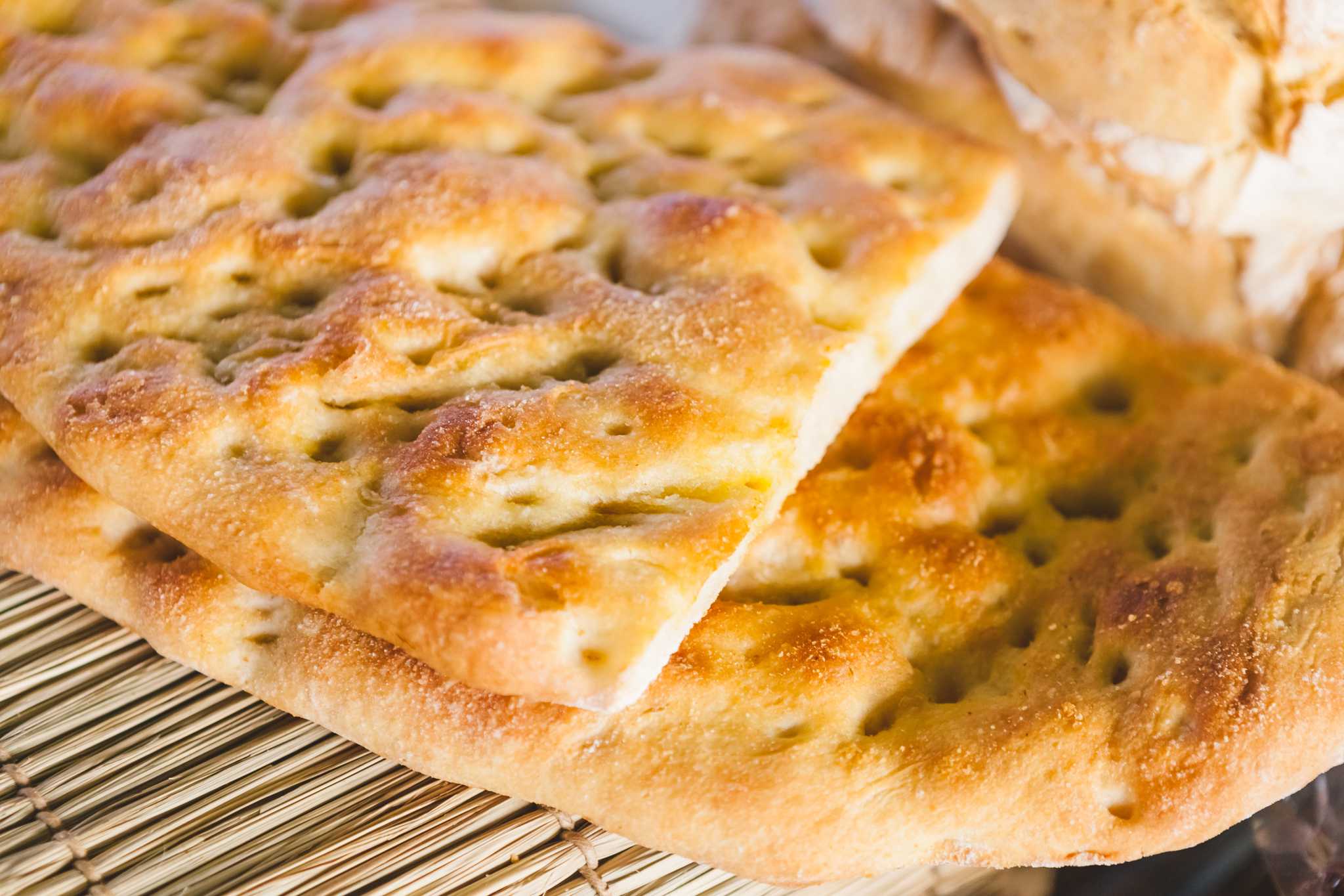 Freshly baked Tuscan focaccia.